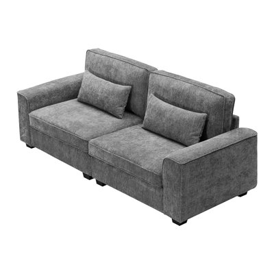 Elegant 2 Seater Grey Sofa Compact Design for Small Spaces Comfortable Seating Durable Construction Modern Look Latitude Run